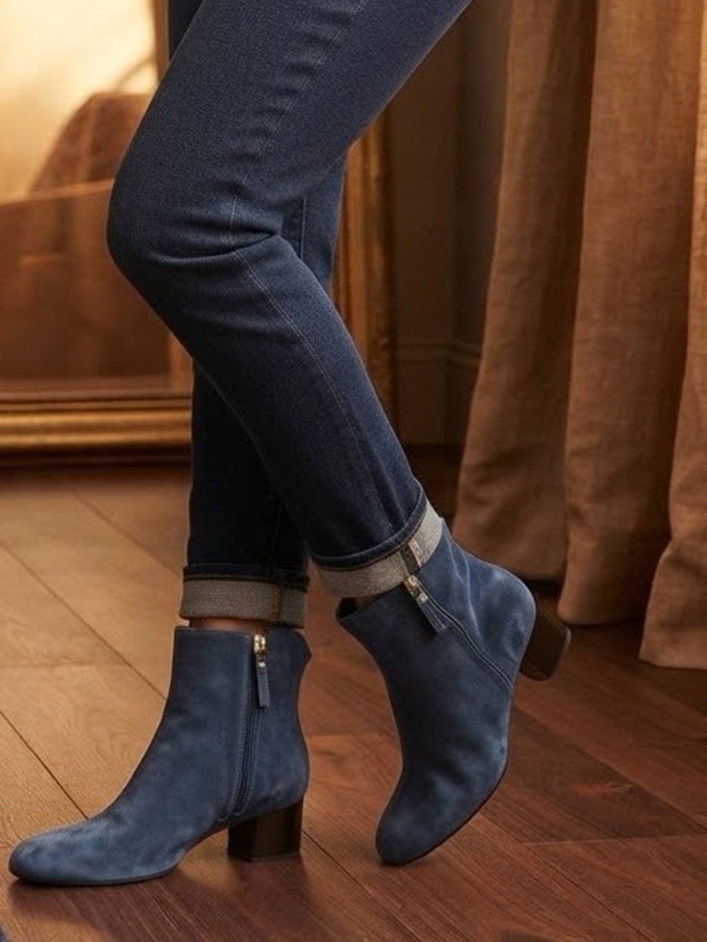 M. Gemi Blue Suede Ankle Boots size 8.5